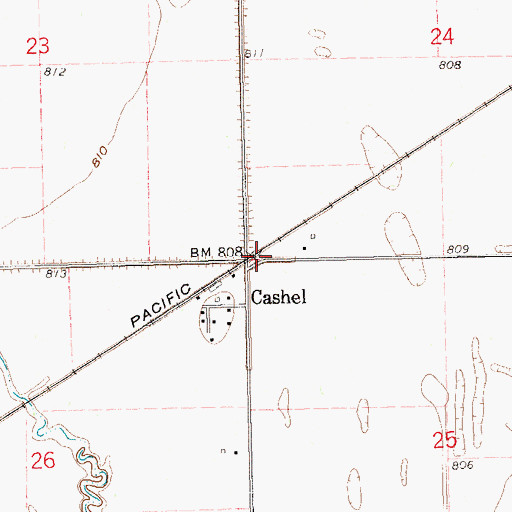 Topographic Map of Cashel, ND
