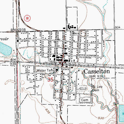 Topographic Map of Casselton, ND