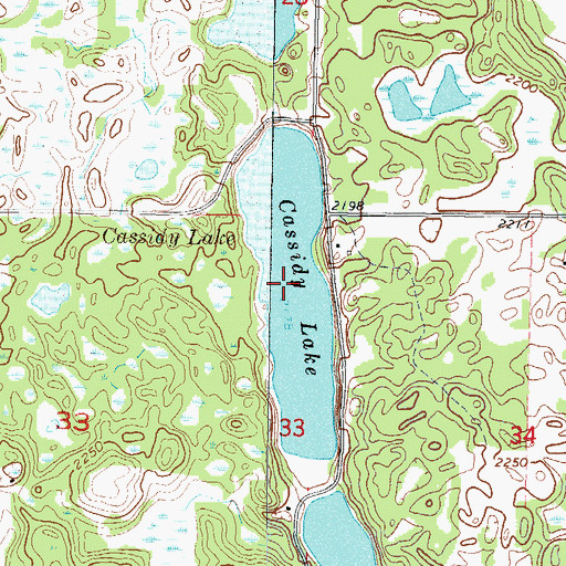 Topographic Map of Cassidy Lake, ND