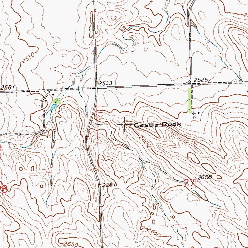 Topographic Map of Castle Rock, ND