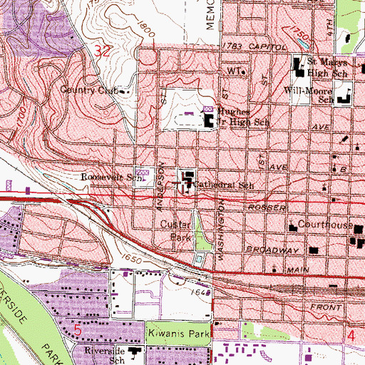 Topographic Map of Cathedral of the Holy Spirit Elementary School, ND