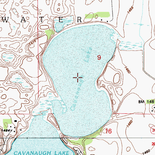 Topographic Map of Cavanaugh Lake, ND