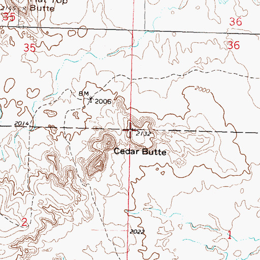 Topographic Map of Cedar Butte, ND