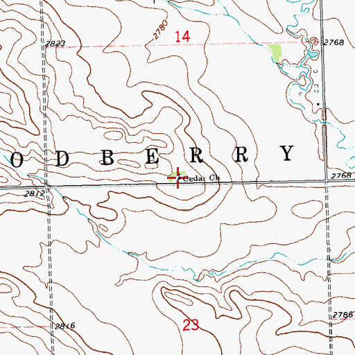 Topographic Map of Cedar Church, ND