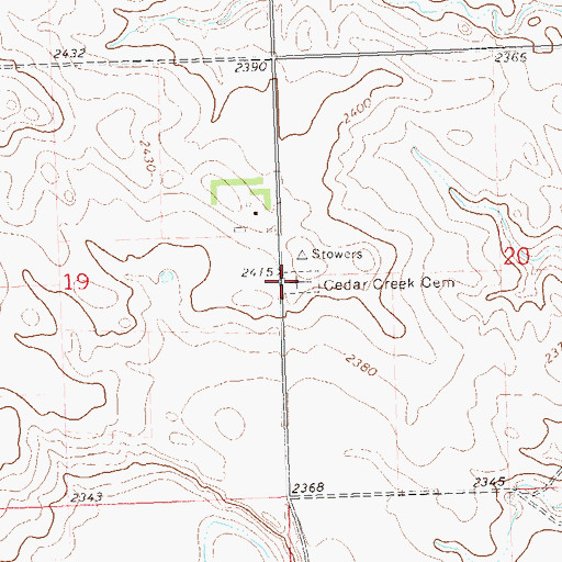 Topographic Map of Prince of Peace Cemetery - Cedar Creek Cemetery, ND