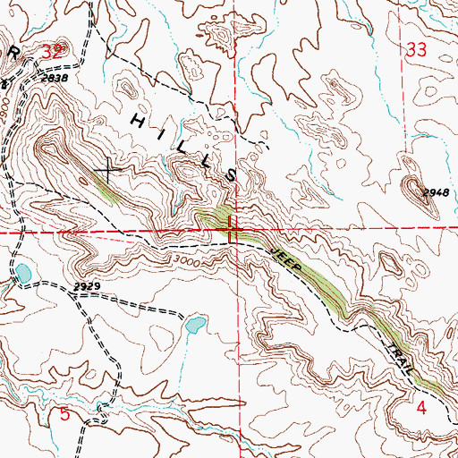 Topographic Map of Cedar Hills, ND