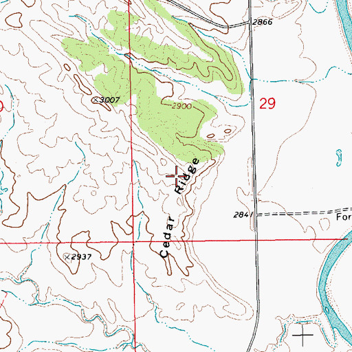 Topographic Map of Cedar Ridge, ND