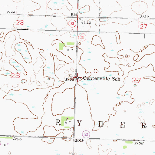 Topographic Map of Centerville School, ND