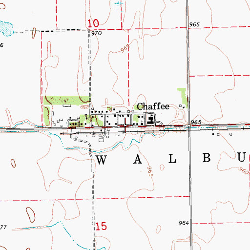 Topographic Map of Chaffee, ND