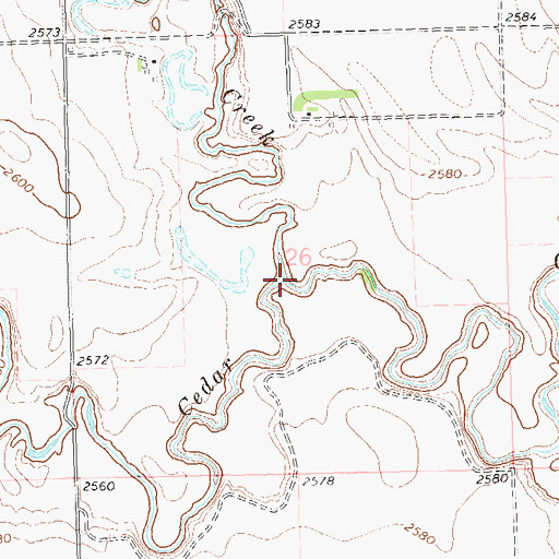 Topographic Map of Chanta Peta Creek, ND