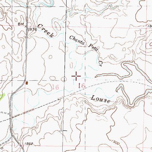 Topographic Map of Chanta Peta Creek, ND