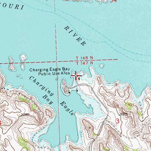 Topographic Map of Charging Eagle Bay Public Use Area, ND