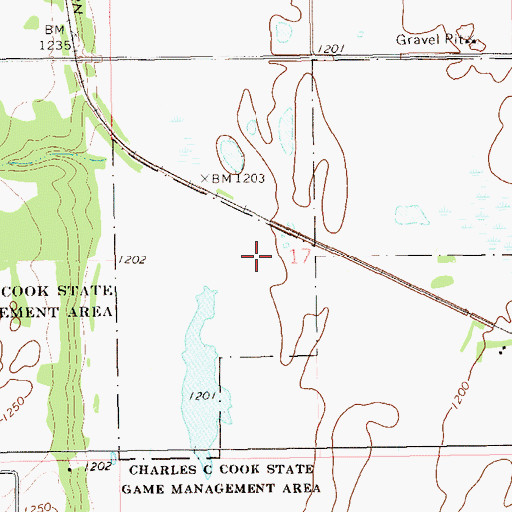 Topographic Map of Charles C Cook State Game Management Area, ND