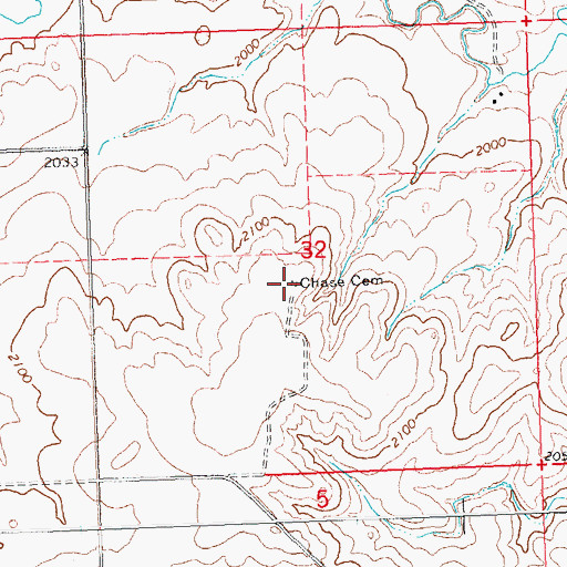 Topographic Map of Chase Cemetery, ND