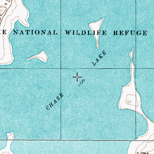 Topographic Map of Chase Lake National Wildlife Refuge, ND