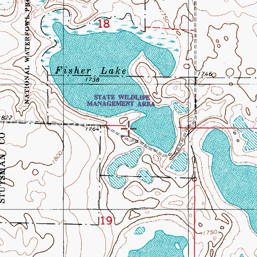 Topographic Map of Chase Lake State Game Management Area, ND