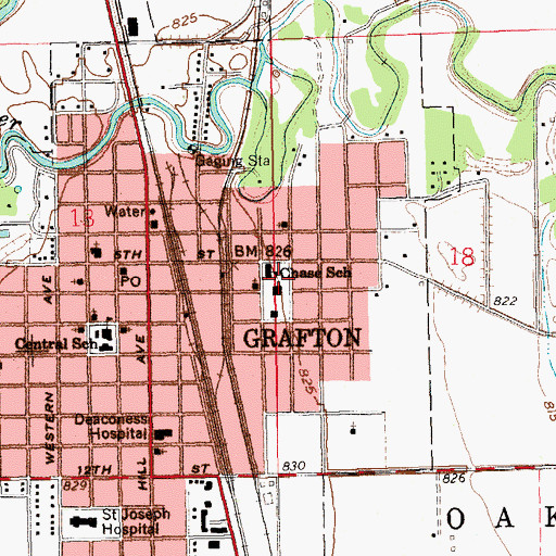 Topographic Map of Chase School, ND