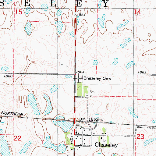 Topographic Map of Chaseley Cemetery, ND