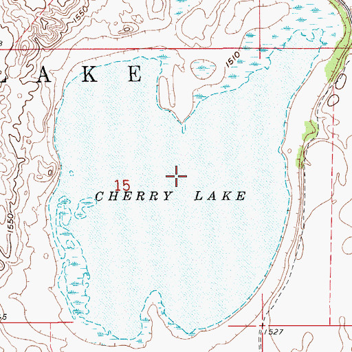 Topographic Map of Cherry Lake, ND