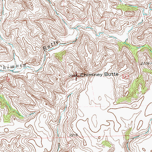 Topographic Map of Chimney Butte, ND