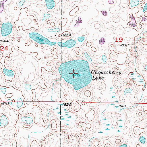 Topographic Map of Chokecherry Lake, ND