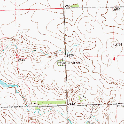Topographic Map of Christ Church, ND