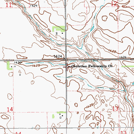 Topographic Map of Christian Fellowship Church, ND