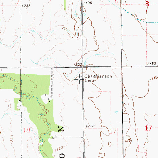 Topographic Map of Christianson Cemetery, ND