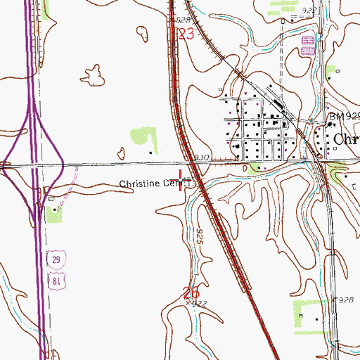 Topographic Map of Christine Cemetery, ND
