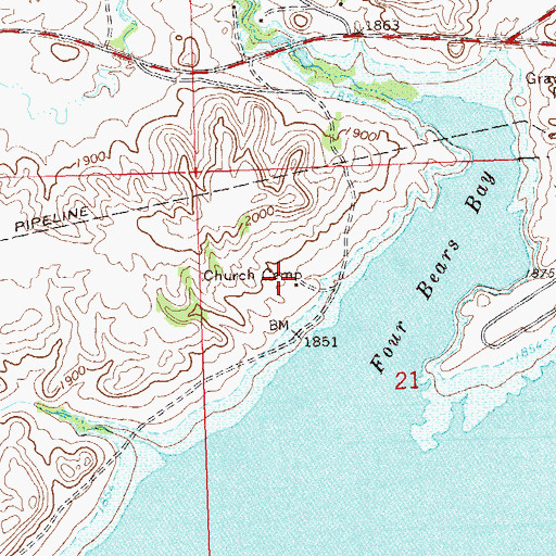 Topographic Map of Church Camp, ND