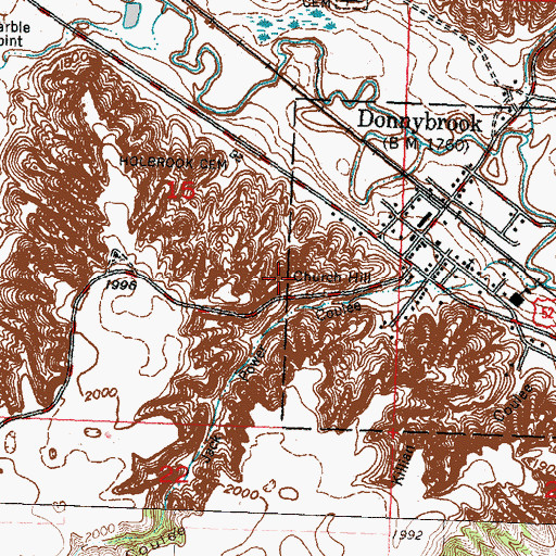 Topographic Map of Church Hill, ND
