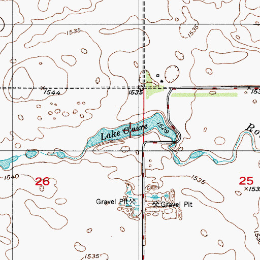 Topographic Map of Lake Claire, ND
