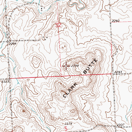 Topographic Map of Clark Butte, ND