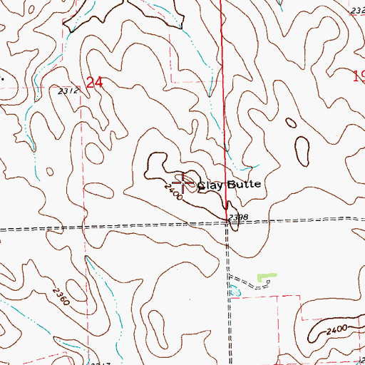 Topographic Map of Clay Butte, ND