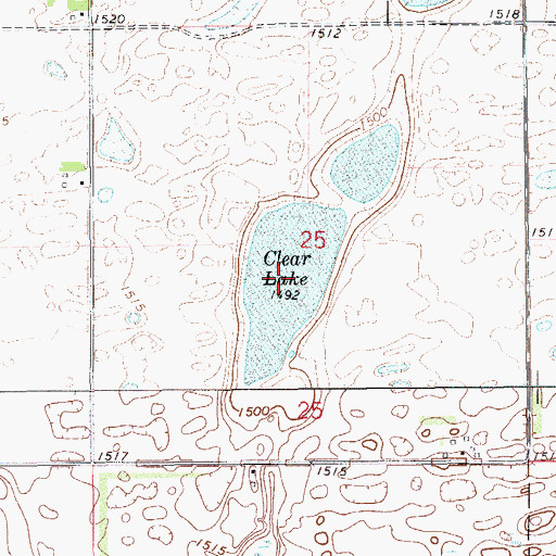 Topographic Map of Clear Lake, ND