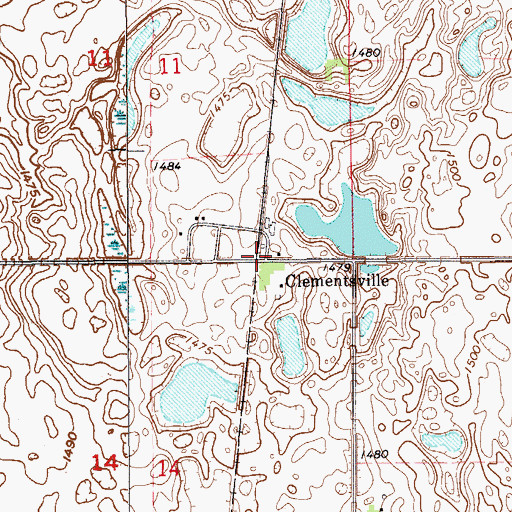 Topographic Map of Clementsville, ND
