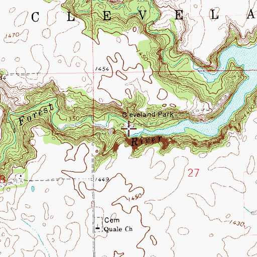Topographic Map of Cleveland Park, ND