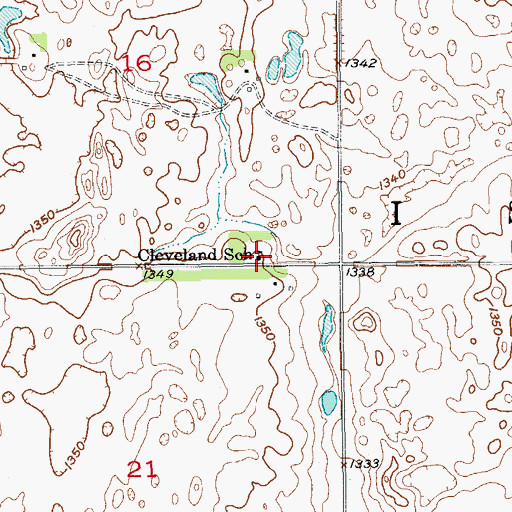 Topographic Map of Cleveland School, ND