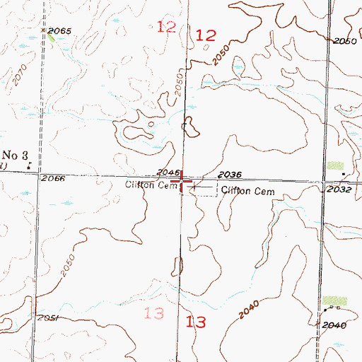 Topographic Map of Clifton Cemetery, ND