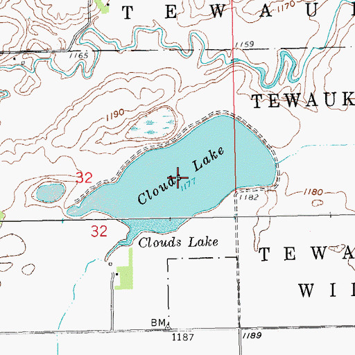 Topographic Map of Clouds Lake, ND