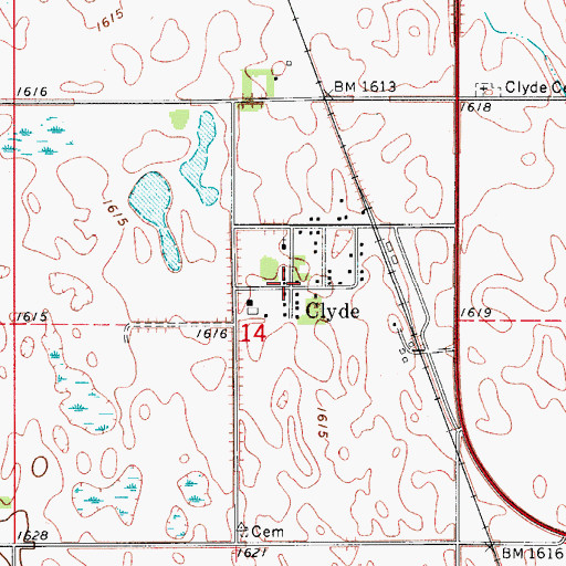 Topographic Map of Clyde, ND