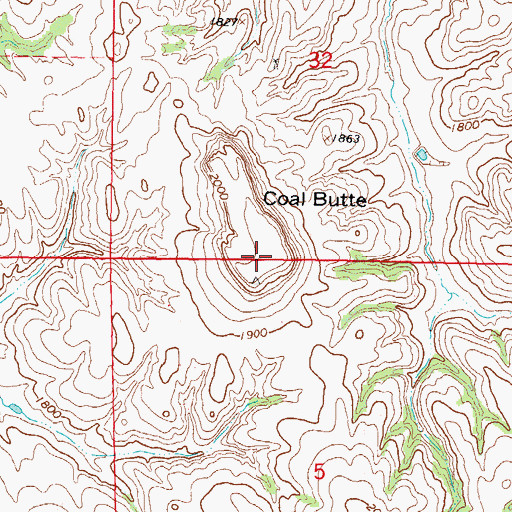 Topographic Map of Coal Butte, ND