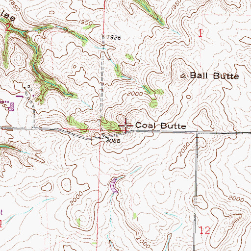 Topographic Map of Coal Butte, ND