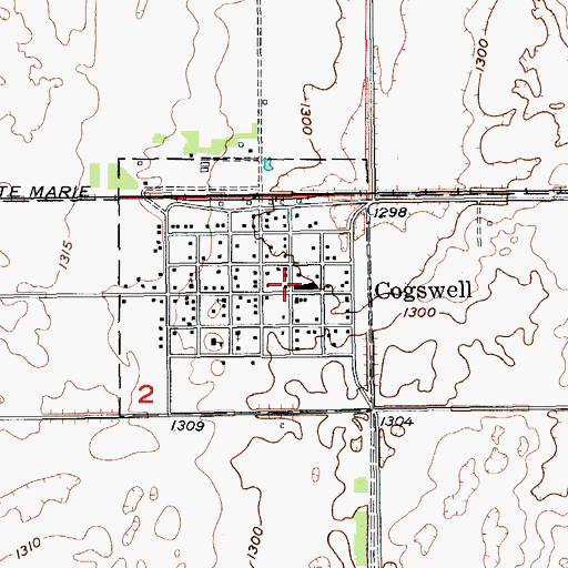 Topographic Map of Cogswell, ND
