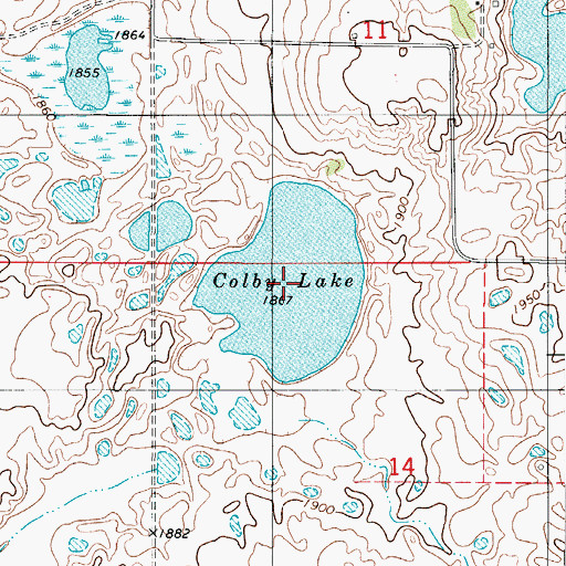 Topographic Map of Colby Lake, ND
