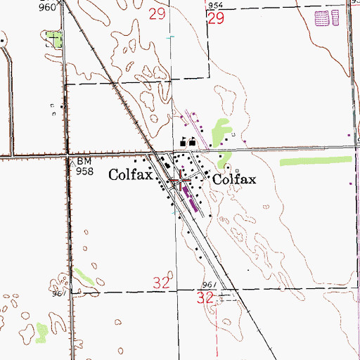 Topographic Map of Colfax, ND