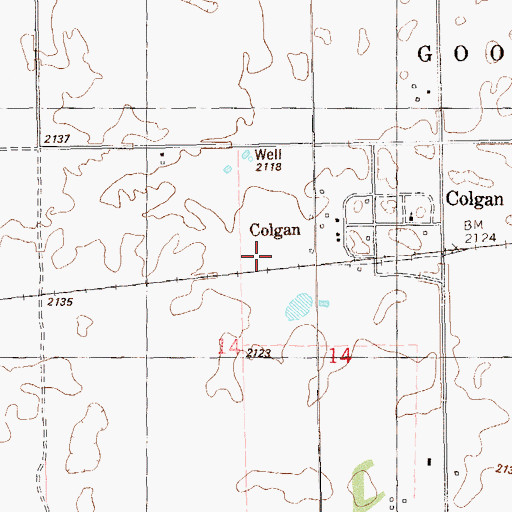 Topographic Map of Colgan, ND