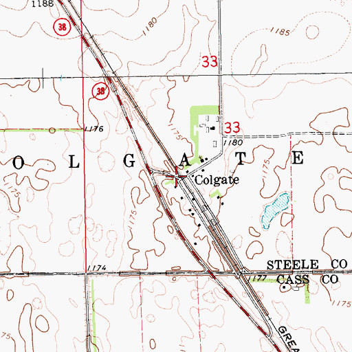 Topographic Map of Colgate, ND