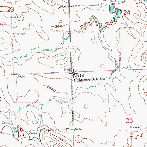 Topographic Map of Colgrove School Number 1, ND