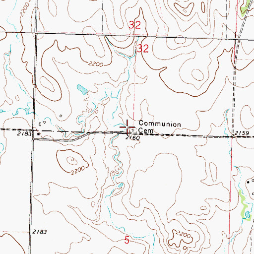 Topographic Map of Communion Cemetery, ND
